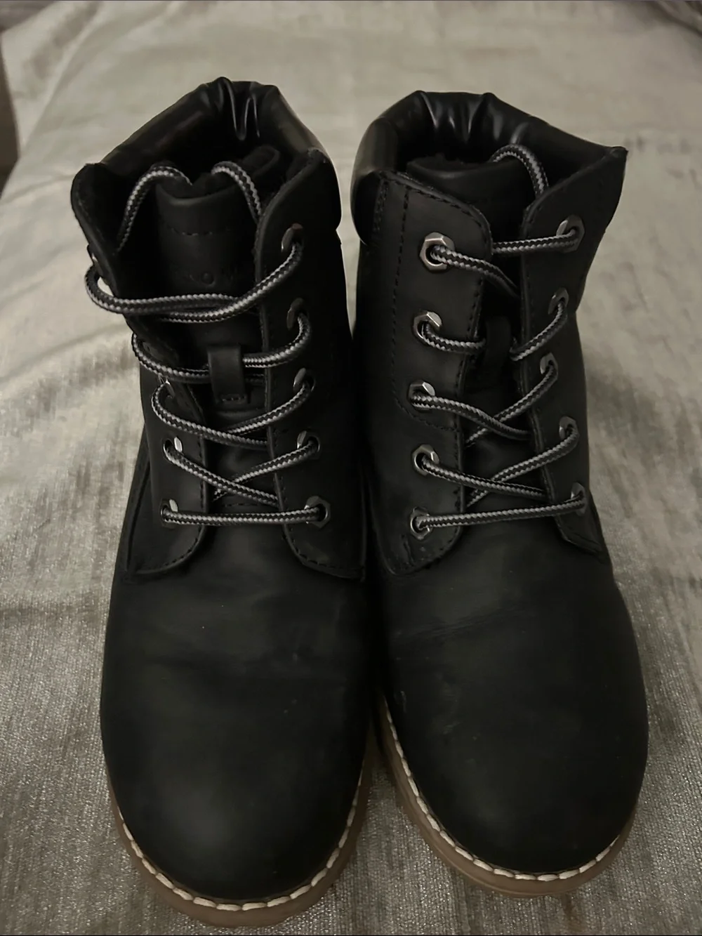 Kids Black Lace-Up Boots